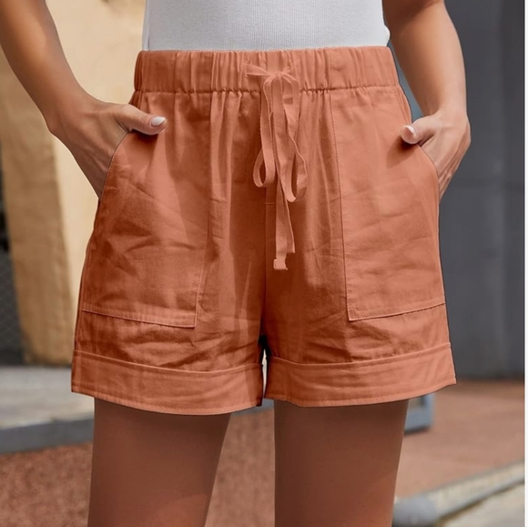 Juxing House Pants - Juxing House coral draw string shorts